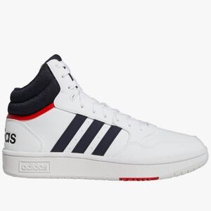 Adidas White and Black High-Top Sneakers with Classic Stripes